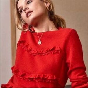 Sezane Red Ruffled Sweater M